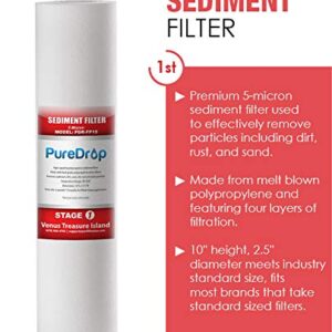 PureDrop 10 In. x 2.5 In. Standard Reverse Osmosis Replacement Pre-Filter Pack (6 Month), White, (PDR-F3)