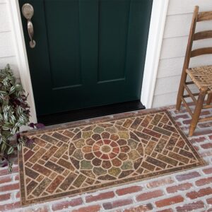 mohawk home ornamental brick entryway door mat, 2'x4', brown