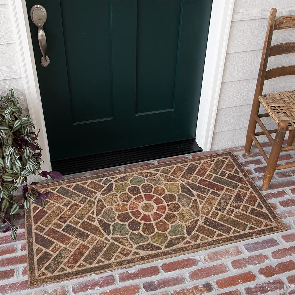 Mohawk Home Ornamental Brick Entryway Door Mat, 2'x4', Brown