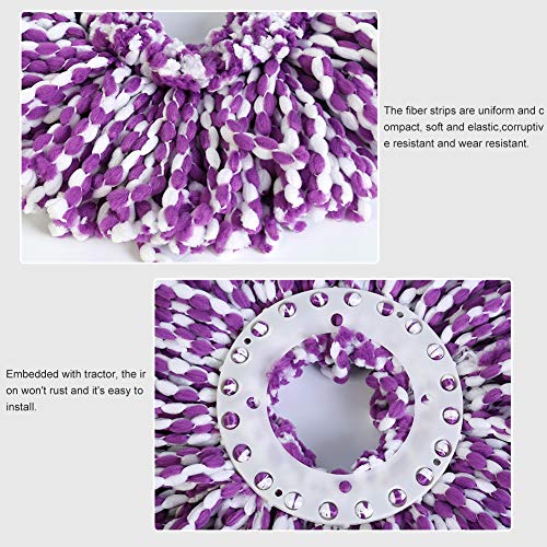 Fdit Spin Mop Head Refills Microfiber Round Spin Mop Head Replacement for Universal Spin Mop System Perfect for Home Commercial Use (Purple-White)