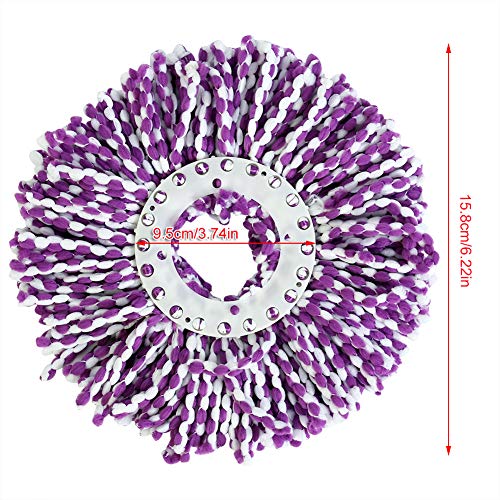 Fdit Spin Mop Head Refills Microfiber Round Spin Mop Head Replacement for Universal Spin Mop System Perfect for Home Commercial Use (Purple-White)