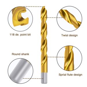 ENERTWIST Titanium Drill Bit Kit Set for Metal and Wood 230-Piece - Coated HSS Conventional 118 Deg Tip from 3/64inch up to 1/2 Inch, ET-DBA-230A