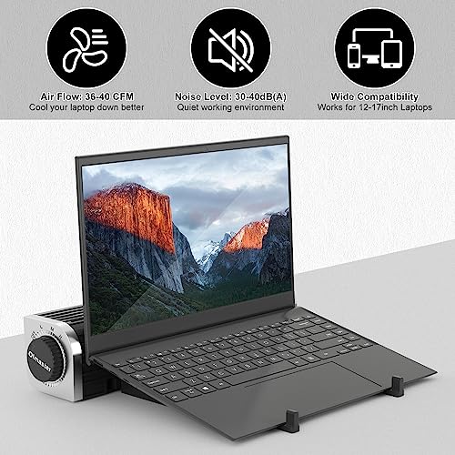OImaster Laptop Cooler with Adjustable Stand, Laptop Cooling Pad 3-Speed Adjustable Small Desk Fan, USB Multi Function Laptop Cross-Flow Turbine Cooling Fan for Laptop Pad Tablet Phone (1691)