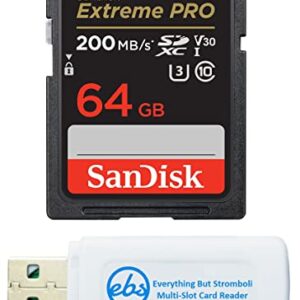 SanDisk 64GB SDXC Extreme Pro Memory Card Works with Sony Alpha a7 III, a7 II, a7, a7s, a7s II Mirrorless Camera 4K V30 UHS-I (SDSDXXY-064G-GN4IN) Plus (1) Everything But Stromboli (TM) Combo Reader