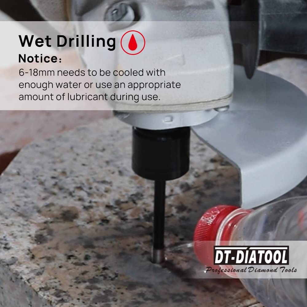 DT-DIATOOL Diamond Drill Core Bits Set 1/4" and 3/8" - Welded Hole Saw with 5/8-11 Thread for Concrete Granite Marble Hard Stone