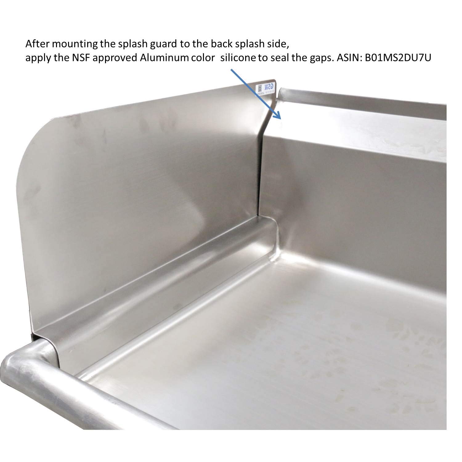 Stainless Steel Insert Type Splash Guard for Compartment Sinks (22"L x 11"H Left)
