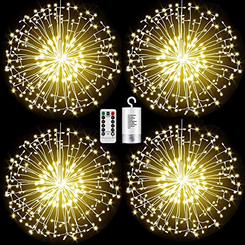 FOOING Firework Lights Led Copper Wire Starburst String Lights 8 Modes Battery Operated Fairy Lights with Remote,Wedding Christmas Decorative Hanging Lights for Party Patio Garden Decoration