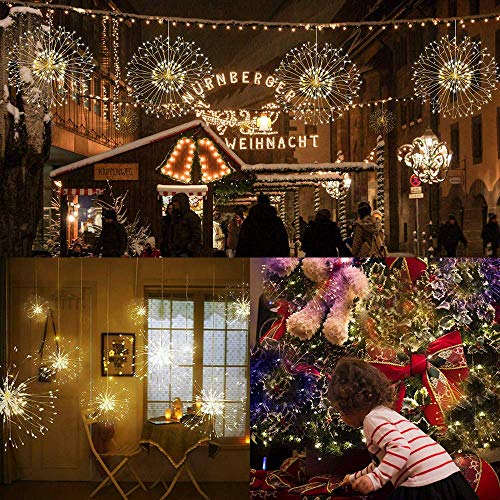 FOOING Firework Lights Led Copper Wire Starburst String Lights 8 Modes Battery Operated Fairy Lights with Remote,Wedding Christmas Decorative Hanging Lights for Party Patio Garden Decoration