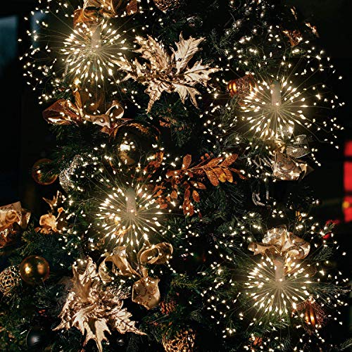 FOOING Firework Lights Led Copper Wire Starburst String Lights 8 Modes Battery Operated Fairy Lights with Remote,Wedding Christmas Decorative Hanging Lights for Party Patio Garden Decoration