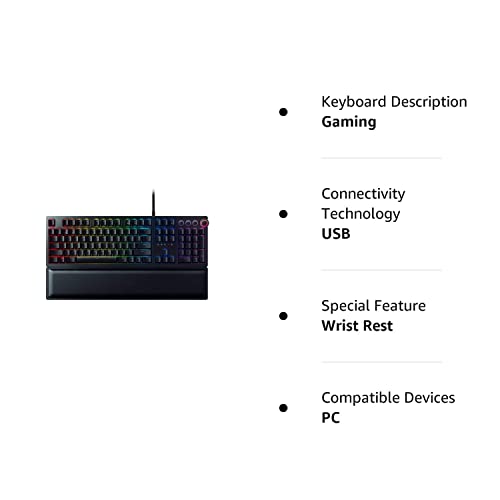 Razer Huntsman Elite Opto-Mechanical Switch Wired Mechanical Gaming Keyboard: Multi-Functional Digital Dial, Multi-Functional Digital Dials, RGB Lighting USB Computer Keyboards for PC Gaming (Renewed)