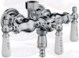 idofas chrome clawfoot tub diverter faucet with 3 porcelain lever handles