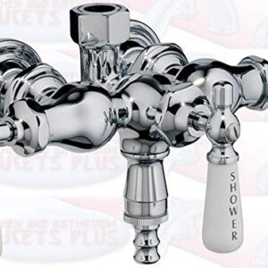 iDofas Chrome Clawfoot Tub Diverter Faucet with 3 Porcelain Lever Handles