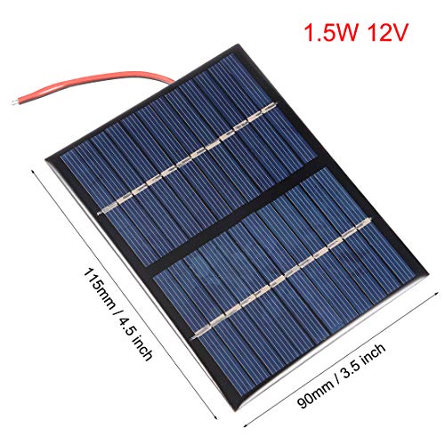 uxcell 1.5W 12V Small Solar Panel Module DIY Polysilicon with 140mm Wire for Toys Charger