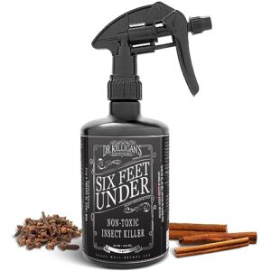dr. killigan's six feet under non toxic insect killer spray | indoor natural pest control | flea, tick, pantry & clothing moths, ant, & cockroach | family friendly, pet safe (24 oz)