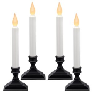 612 vermont battery operated led window candles with flickering amber flame, automatic timer, 9.75 inches tall, vt-1206a (pack of 4, antique bronze)