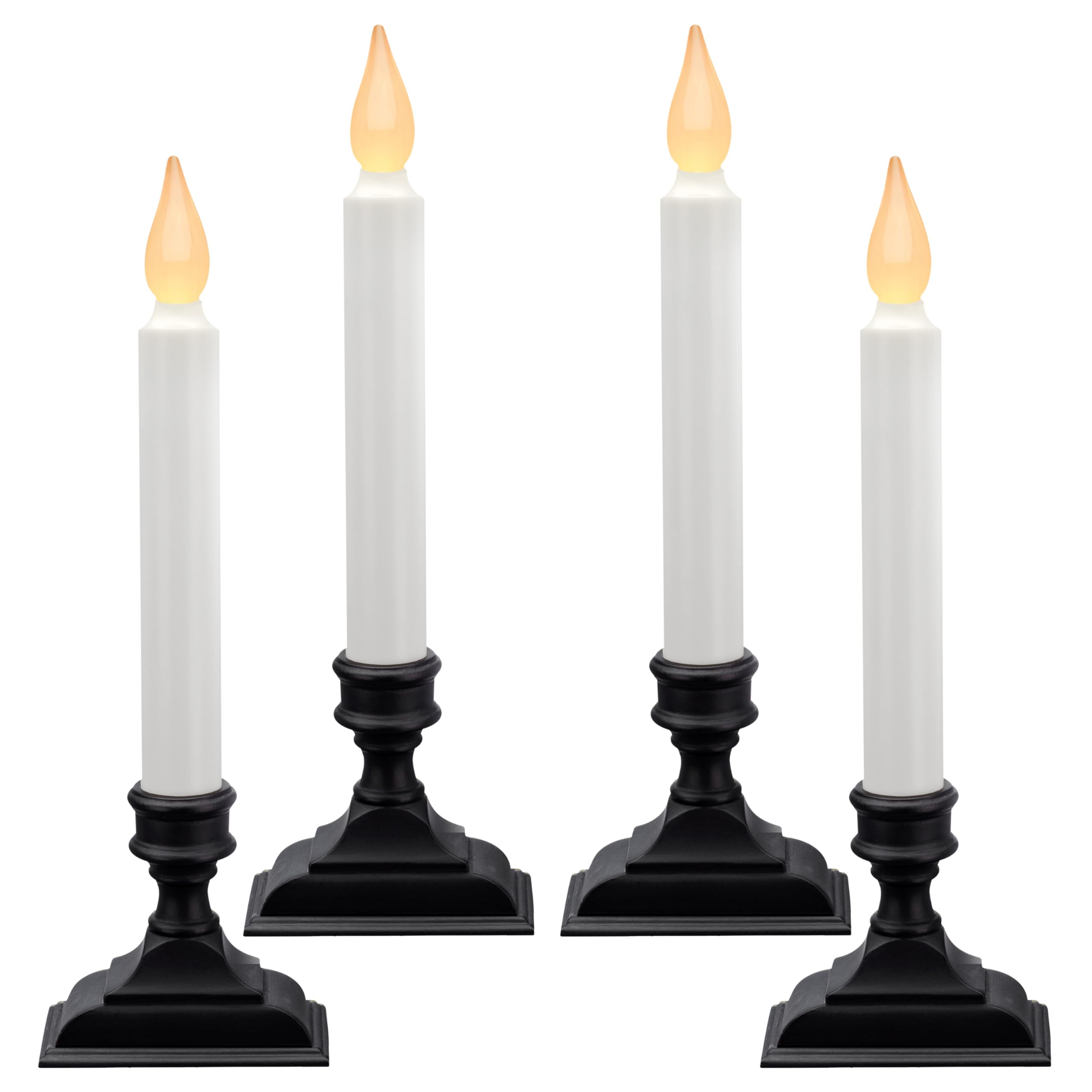 612 Vermont Battery Operated LED Window Candles with Flickering Amber Flame, Automatic Timer, 9.75 Inches Tall, VT-1206A (Pack of 4, Antique Bronze)