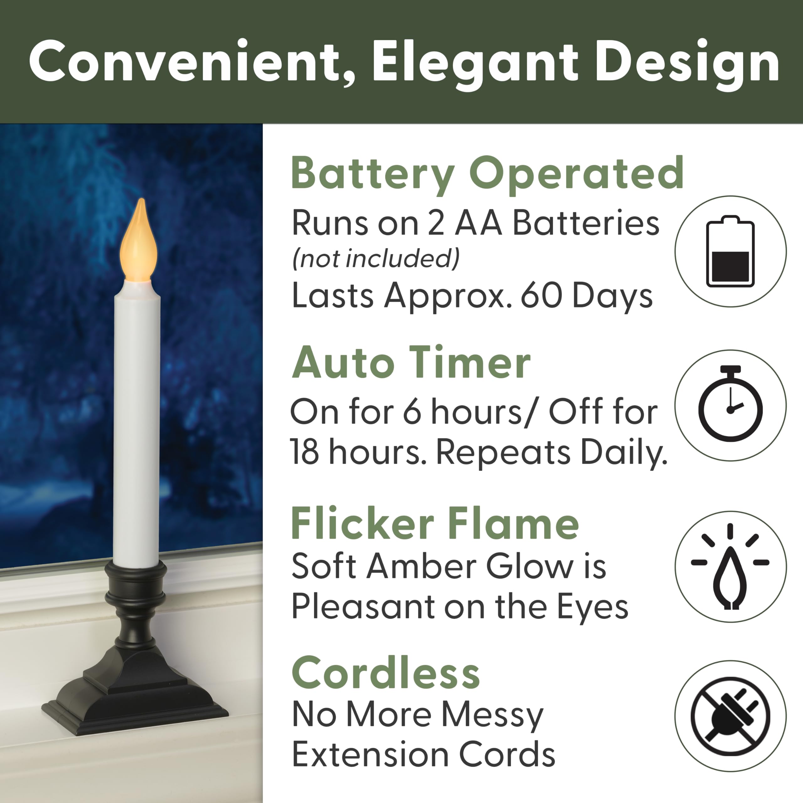 612 Vermont Battery Operated LED Window Candles with Flickering Amber Flame, Automatic Timer, 9.75 Inches Tall, VT-1206A (Pack of 4, Antique Bronze)