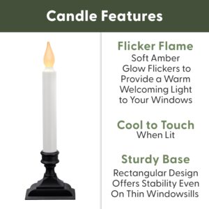 612 Vermont Battery Operated LED Window Candles with Flickering Amber Flame, Automatic Timer, 9.75 Inches Tall, VT-1206A (Pack of 4, Antique Bronze)