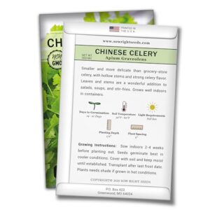Sow Right Seeds - Chinese Celery Seeds for Planting - Non-GMO Heirloom Packet with Instructions to Plant and Grow a Home Vegetable Garden - Culinary and Compact Herb, Abundant Stalks (1)