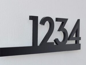 modern house numbers - black with black acrylic - contemporary home address - underline sign plaque - door number - apartment - hotel room