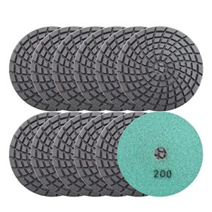 shdiatool 4" diamond polishing pads for concrete wet polish grit 200(12-pack)