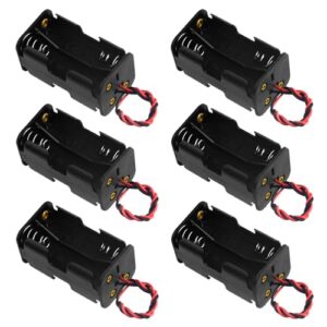 wmycongcong 6 pcs 4 x 1.5v aa battery holder case box with black red wire leads