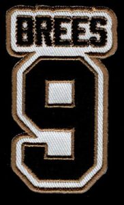 drew brees no. 9 patch - jersey number football sew or iron-on embroidered patch 1 3/4 x 2 3/4"