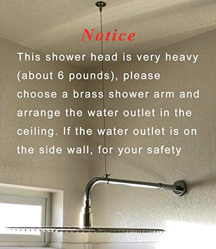 Suguword 16 Inch LED Square Rain Shower Head High Pressure Stainless Steel Bath Shower, Ultra Thin Rainfall Shower head with Silicone Nozzle and Powerful Spray Performance…