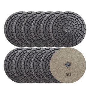 shdiatool 4" diamond polishing pads for concrete wet polish grit 50(12-pack)