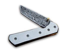black mamba knives damascus pocket knife with clip, folding knife, damascus steel folding pocket knife folding hunting knife