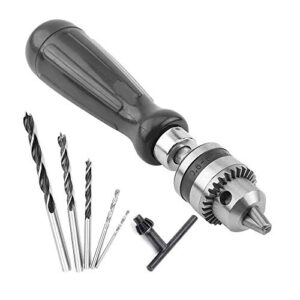yagsuw hand drill bits set 7 in 1 manual tool pin vises with chuck key & 5pcs twist drill bits for wood, jewelry, delicate manual work, electronic assembling and model making, diy drilling