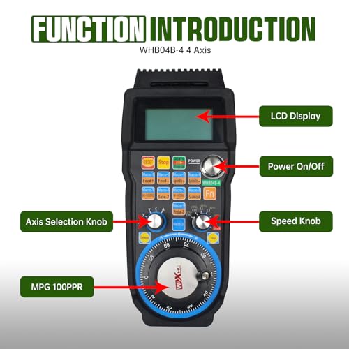 CNCTOPBAOS 4 Axis USB Mach3 Handwheel Controller Remote Hand Control CNC Handwheel Manual Pulse Generator for CNC Router Lathe Engraving Milling Machine (WHB04B-4)