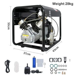 TUXING 4500Psi Pcp Compressor,Double Cylinder Scuba Air Compressor,Manually Stop Version,High Pressure Air Pump for Air Rifle Gun 6.8L Scuba Tank,Paintball Gun 30Mpa 110V(TXED011)