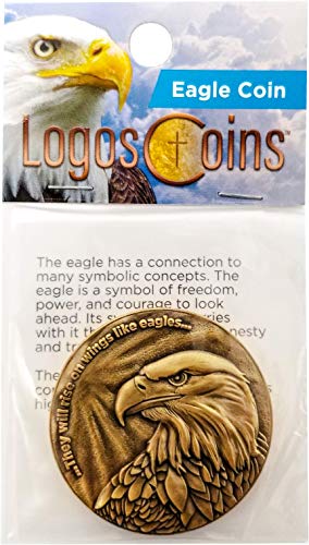 Christian Eagle Challenge Coin, Antique Gold-Color Plated, American Bald Eagle & Isaiah 40:31