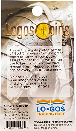 Put on The Whole Armor of God, Challenge Coin, Antique Gold Plated, Armor of God and Ephesians 6