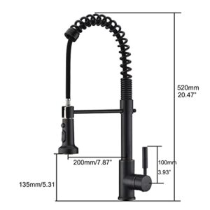 GICASA Kitchen Faucet, Oil Rubbed Bronze Faucet, Industrial Farmhouse Spring Kitchen Faucet Pull Down Kitchen Sink Faucet with Pull Out Sprayer