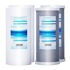 geekpure 10 inch whole house water filters set w/pp and carbon block -4.5"x 10"-5 micron
