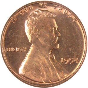 1954 lincoln wheat cent bu uncirculated mint state bronze penny 1c coin