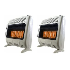 mr. heater 30,000 btu vent free radiant propane heater (heats up to 1000 sq.ft., battery powered electronic ignition) (off white, 2 pack) (2 items)