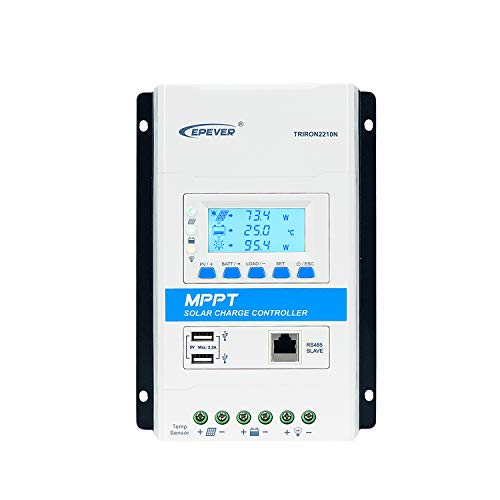 EPever MPPT Charge Controller 20A 12V/24V Auto Solar Panel Charge Controller Intelligent Regulator Tririon2210N wth DS2 + UCS modules (20A,Triron2210N)