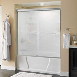 delta shower doors sd3927404 classic semi-frameless traditional sliding bathtub, 60" x 58-1/8", chrome track