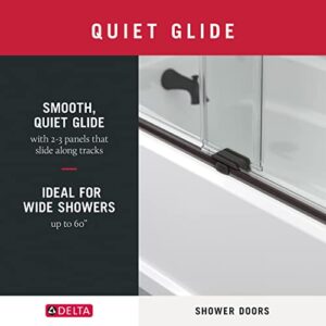 Delta Shower Doors SD3927404 Classic Semi-Frameless Traditional Sliding Bathtub, 60" x 58-1/8", Chrome Track