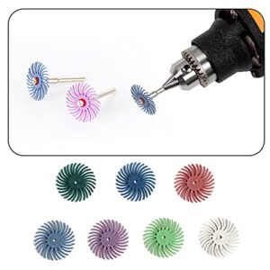 75Pcs 1 Inch Radial Bristle Disc Brush with 1/8" Shank Abrasive Bristle Disc Set for Wood Jewelry Mold Polishing.- Mixed Grit 80/200/320/400/600/1000/2000