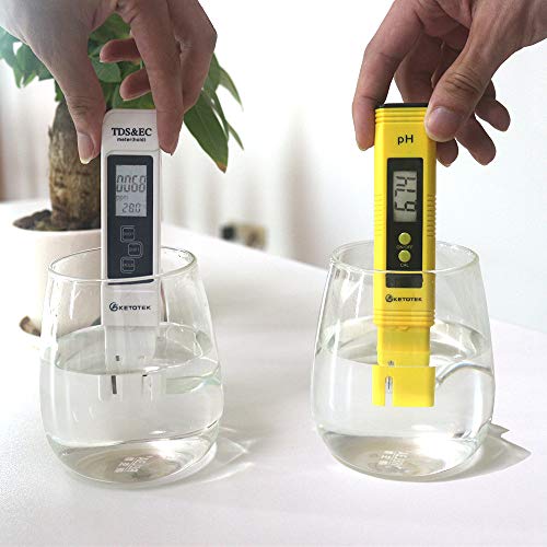 KETOTEK Digital Water TDS Meter PH Meter, PPM Tester has TDS-EC-Temp (3-in-1) and ±2% Accuracy, PH Tester with 0-14.00PH and 0.01 Accuracy, TDS PH Meters for Aquariums Water, Hydroponics, RO System