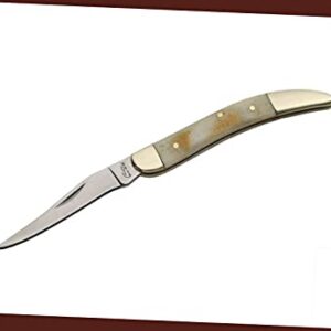 FOLDING POCKET KNIFE 5.25" Rite Edge Bone Handle Silver Toothpick Carbon Sharp Blade Knife