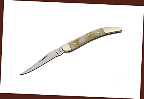 FOLDING POCKET KNIFE 5.25" Rite Edge Bone Handle Silver Toothpick Carbon Sharp Blade Knife