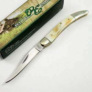 FOLDING POCKET KNIFE 5.25" Rite Edge Bone Handle Silver Toothpick Carbon Sharp Blade Knife