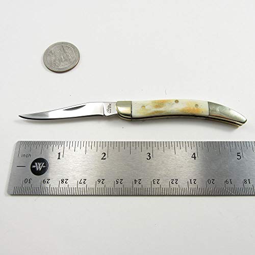 FOLDING POCKET KNIFE 5.25" Rite Edge Bone Handle Silver Toothpick Carbon Sharp Blade Knife