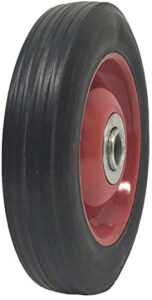 solid rubber flat free tire 6" x 1.5" hand truck wheel - 1.25" offset hub – 5/8" axle - 350 lbs capacity