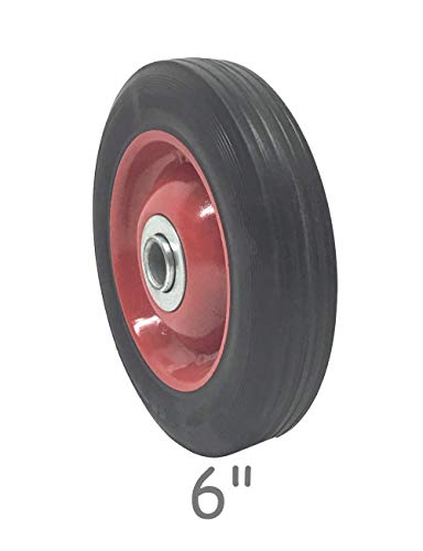 Solid Rubber Flat Free Tire 6" x 1.5" Hand Truck Wheel - 1.25" Offset Hub – 5/8" Axle - 350 lbs Capacity